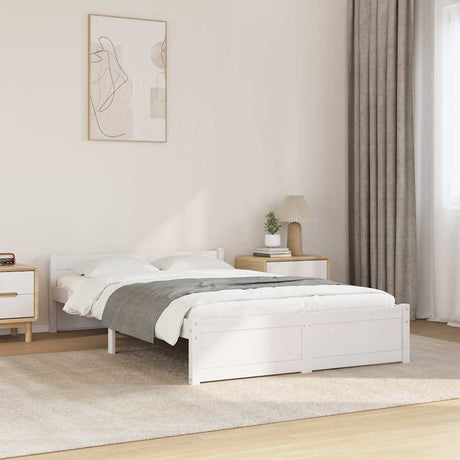 Vidaxl bedframe massief hout wit 120x190 cm