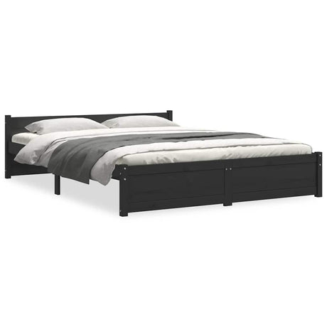 Vidaxl bedframe massief hout zwart 150x200 cm