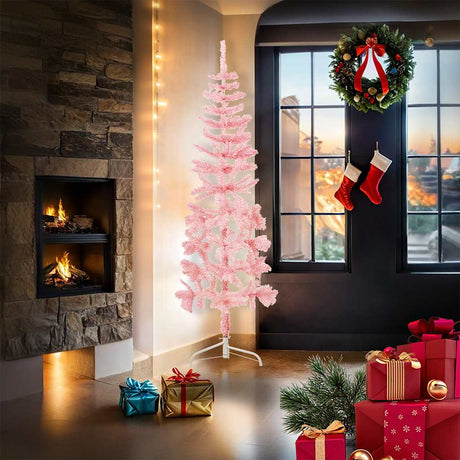 Vidaxl Kunstkerstboom Hälfte mit Standardschmal 180 cm Pink