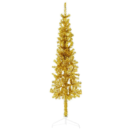 Vidaxl Künstliche Weihnachtsbaumhälfte mit Standard schmal 150 cm goldfarben