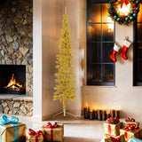 Vidaxl Kunstkerstboom Hälfte mit Standardschmaler 180 cm Gold gefärbt
