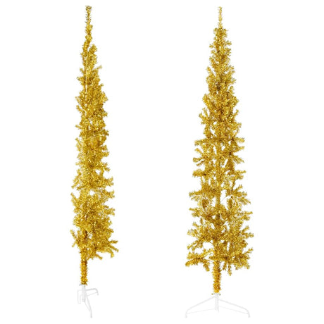 Vidaxl Kunstkerstboom Hälfte mit Standardschmaler 180 cm Gold gefärbt