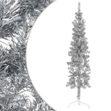 Vidaxl kunstkerstboom halb mit Standard schmal 120 cm silberfarben