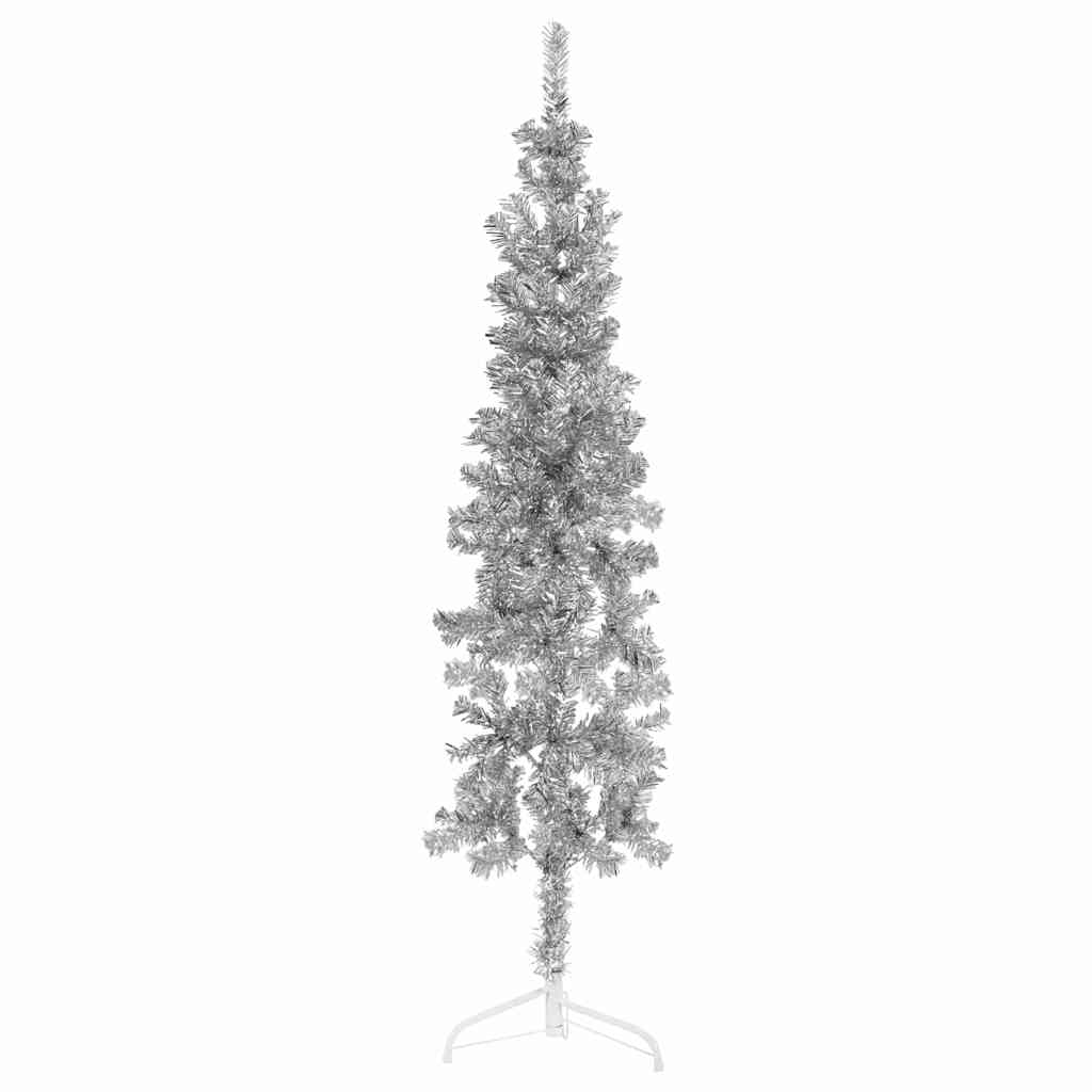 VidaXL Künstliche Weihnachtsbaumhälfte mit Standard schmal 150 cm silberfarben
