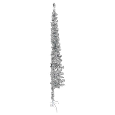 VidaXL Künstliche Weihnachtsbaumhälfte mit Standard schmal 150 cm silberfarben