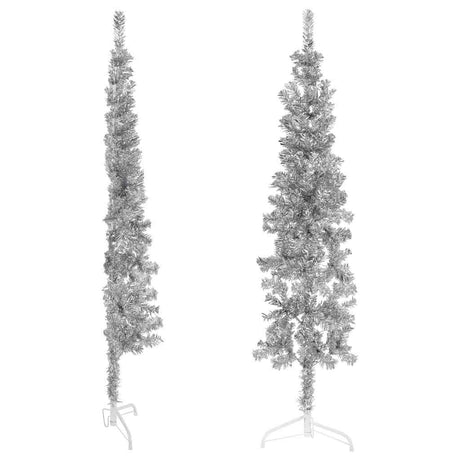VidaXL Künstliche Weihnachtsbaumhälfte mit Standard schmal 150 cm silberfarben