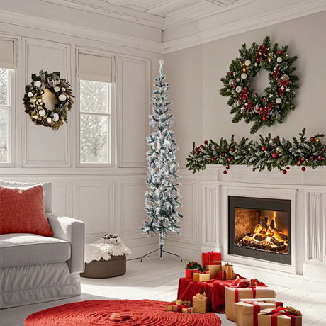 Vidaxl Kunstkerstboom halb mit schneebeschmaler 180 cm