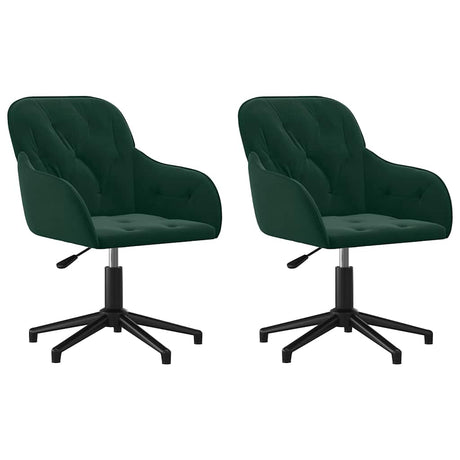 Vidaxl eetkamerstoelen draaibaar 2 st fluweel donkergroen