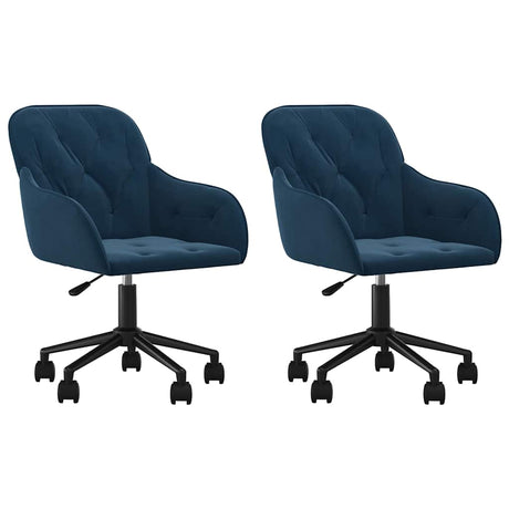 Vidaxl eetkamerstoelen draaibaar 2 st fluweel blauw