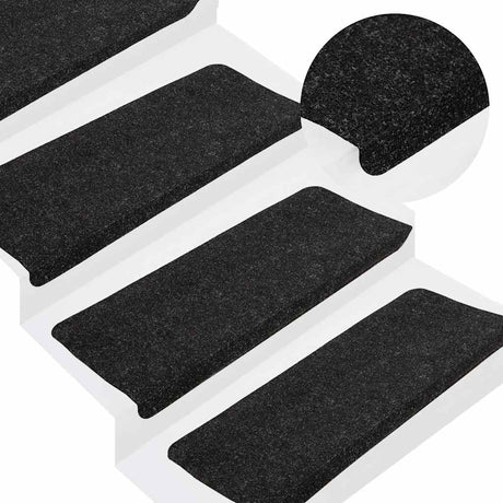 Vidaxl Treppenmatten Selbstadhäsiv 15 ST 65x24,5x3,5 cm Anthrazit -gelöscht