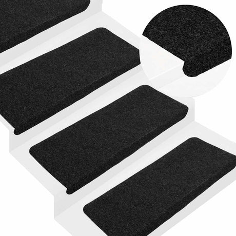 Vidaxl Treppenmatten Selbstadhäsiv 15 ST 65x24,5x3,5 cm Schwarz