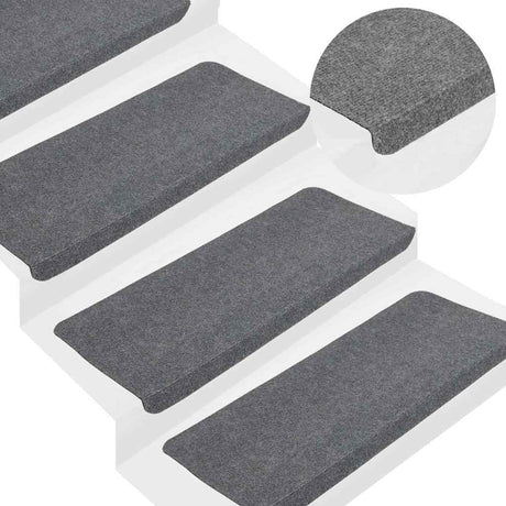 Vidaxl Treppenmatten Selbstadhäsiv 15 ST 65x24,5x3,5 cm Grau