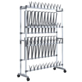 Vidaxl schoenenrek met wieltjes 89x27x120 cm zilverkleurig