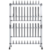 Vidaxl schoenenrek met wieltjes 89x27x120 cm zilverkleurig
