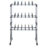 Vidaxl schoenenrek met wieltjes 66x27x100 cm zilverkleurig