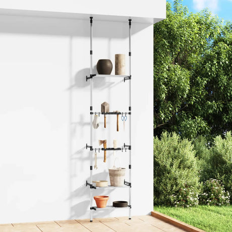 Vidaxl Garden Rack mit 3 Regalen Teleskope Aluminium Silber gefärbt