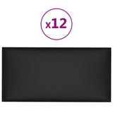Vidaxl Wandpaneele 12 Stcs 0,54 m² 30 x 15 cm künstliches Leder schwarz