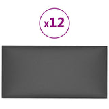 Vidaxl -Wandpaneele 12 Stcs 0,54 m² 30 x 15 cm künstliches Ledergrau grau