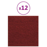 Vidaxl Wandpaneele 12 ST 1,08 m² 30 x 30 cm Stoff Wein rot