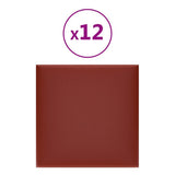 Vidaxl -Wandpaneele 12 ST 1,08 m² 30 x 30 cm Künstlicher Lederwein rot