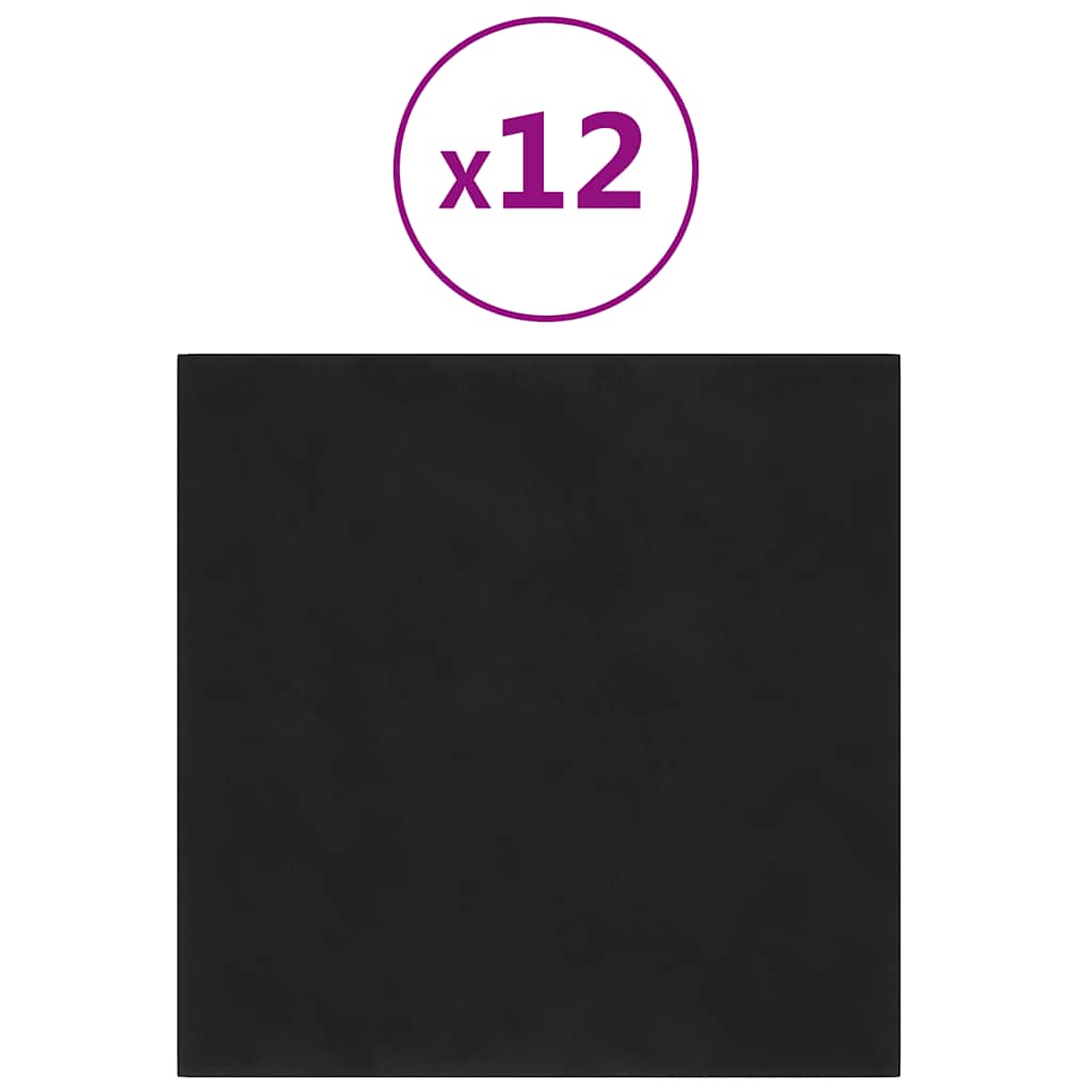 Vidaxl -Wandplatten 12 ST 1,08 m² 30 x 30 cm Samt Schwarz