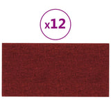 Vidaxl Wandpaneele 12 ST 2,16 m² 60 x 30 cm Stoff Weinrot