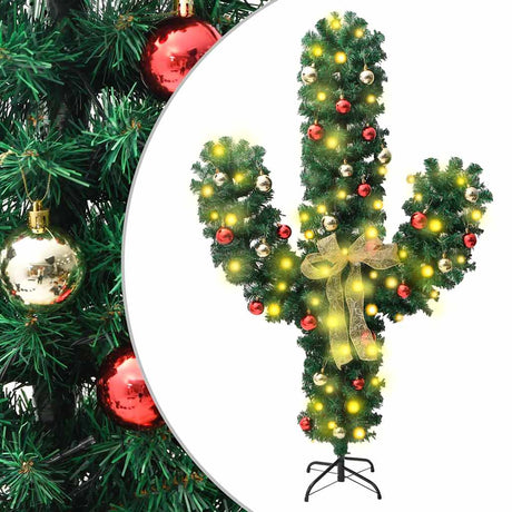 VidaXL Weihnachtskaktus mit Ständer und LEDs 210 cm PVC grün