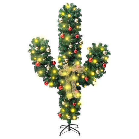 VidaXL Weihnachtskaktus mit Ständer und LEDs 210 cm PVC grün
