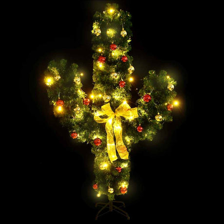 VidaXL Weihnachtskaktus mit Ständer und LEDs 210 cm PVC grün
