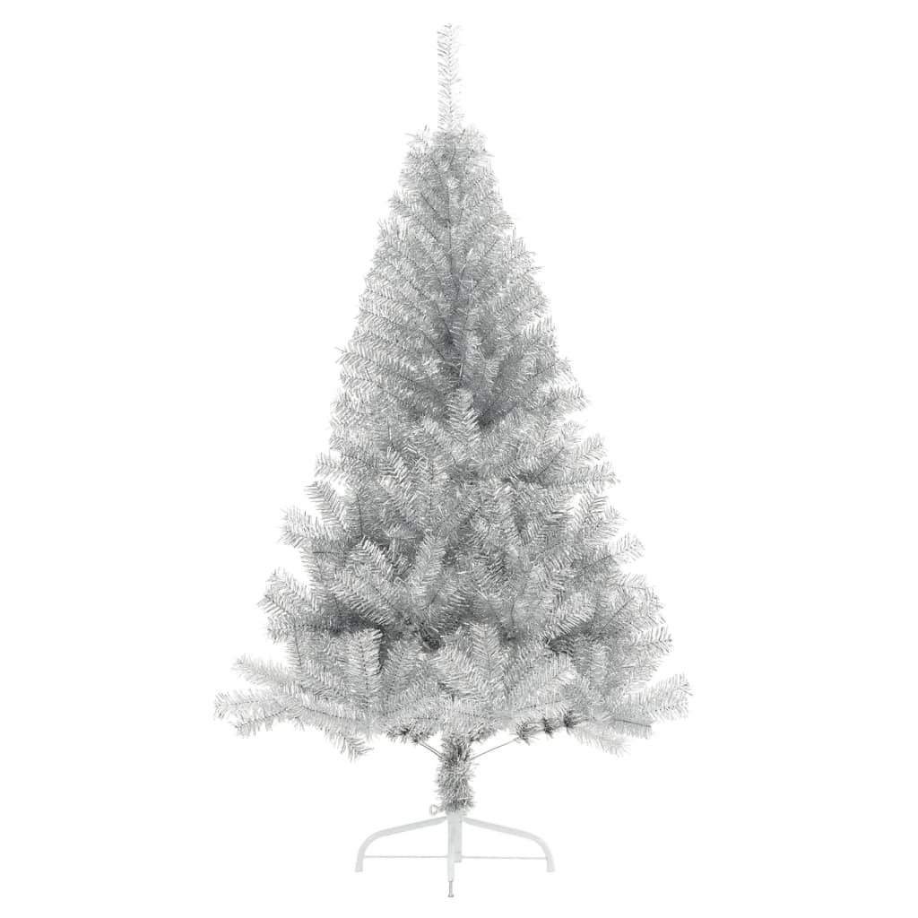 Vidaxl Kunstkerstboom Hälfte mit Standard mit einer Standard -Silberkappe von 180 cm