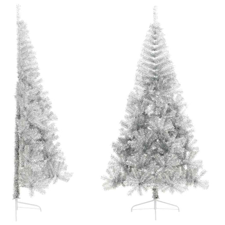Vidaxl Kunstkerstboom Hälfte mit Standard 210 cm PET Silberfarbe