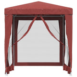 VIDAXL -Party -Zelt mit 4 -Mesh -Seitenwänden 2x2 M HDPE -Rot