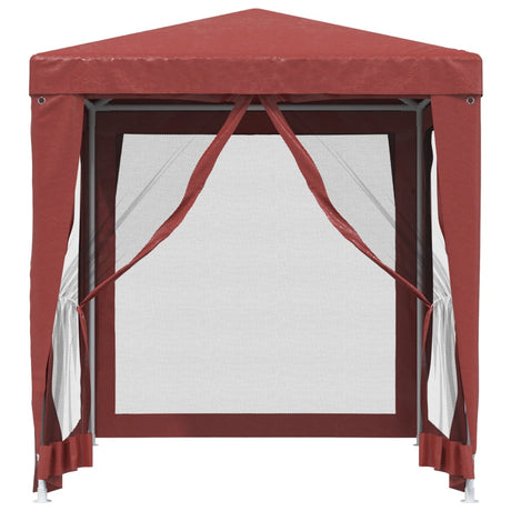 VIDAXL -Party -Zelt mit 4 -Mesh -Seitenwänden 2x2 M HDPE -Rot