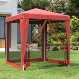 VIDAXL -Party -Zelt mit 4 -Mesh -Seitenwänden 2x2 M HDPE -Rot