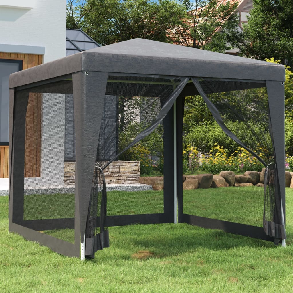 VidaXL Partyzelt mit 4 Mesh-Seitenwänden 2,5x2,5 m HDPE Anthrazit