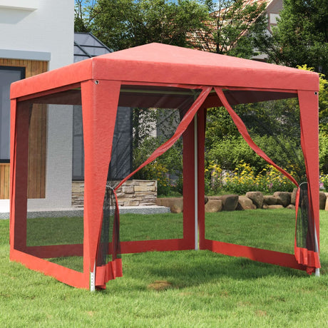 VidaXL Partyzelt mit 4 Mesh-Seitenwänden 2,5x2,5 m HDPE rot