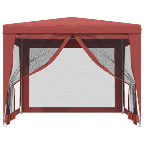 VIDAXL -Party -Zelt mit 4 -Mesh -Seitenwänden 3x3 M HDPE -Rot