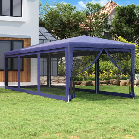 VidaXL Partyzelt mit 8 Mesh-Seitenwänden 3x9 m HDPE blau