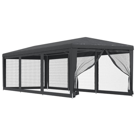 VIDAXL -Partyzelt mit 8 -Mesh -Seitenwänden 3x9 M HDPE Anthrazit -gelöscht