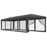 VIDAXL -Partyzelt mit 10 -Mesh -Seitenwänden 3x12 M HDPE -Anthrazit -gelöscht