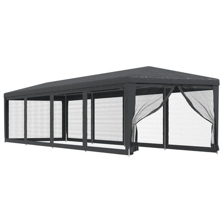 VIDAXL -Partyzelt mit 10 -Mesh -Seitenwänden 3x12 M HDPE -Anthrazit -gelöscht