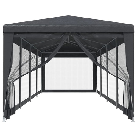 VIDAXL -Partyzelt mit 10 -Mesh -Seitenwänden 3x12 M HDPE -Anthrazit -gelöscht
