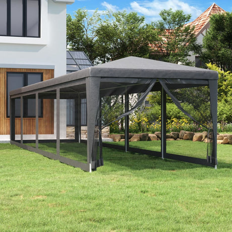 VIDAXL -Partyzelt mit 10 -Mesh -Seitenwänden 3x12 M HDPE -Anthrazit -gelöscht