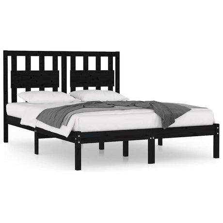 Vidaxl bedframe massief grenenhout zwart 140x190 cm