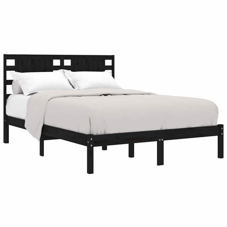 Vidaxl bedframe massief grenenhout zwart 140x190 cm