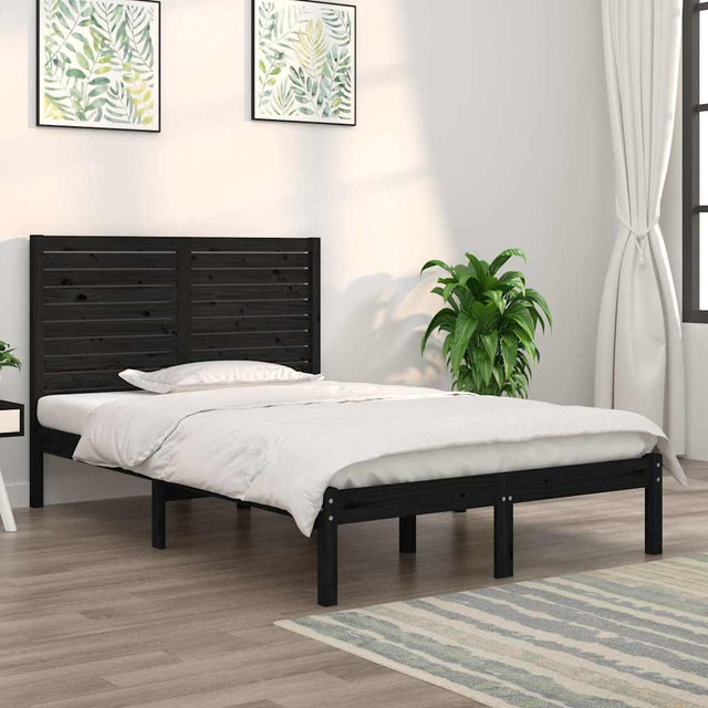 Vidaxl bedframe massief hout zwart 140x190 cm