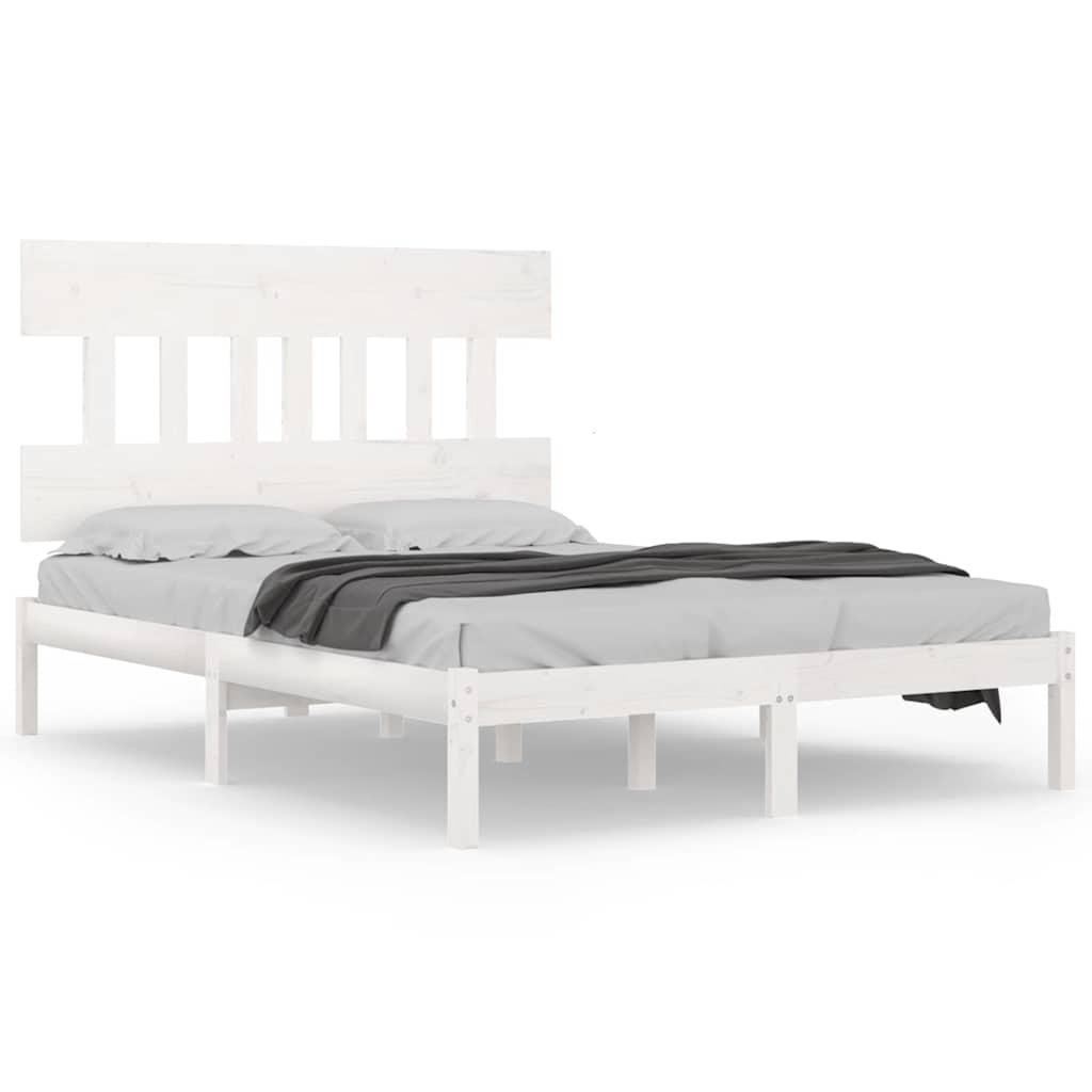 Vidaxl bedframe massief hout wit 140x190 cm