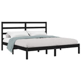 Vidaxl bedframe massief grenenhout zwart 200x200 cm