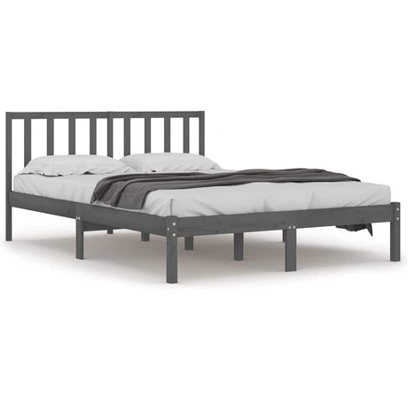 Vidaxl bedframe massief grenenhout grijs 200x200 cm