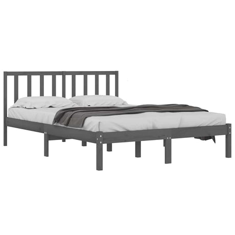 Vidaxl bedframe massief grenenhout grijs 200x200 cm